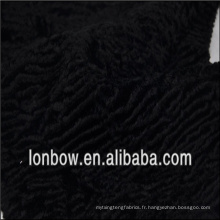 En gros de haute qualité noir couleur coton mélange viscos fausse fourrure tissu pour manteau